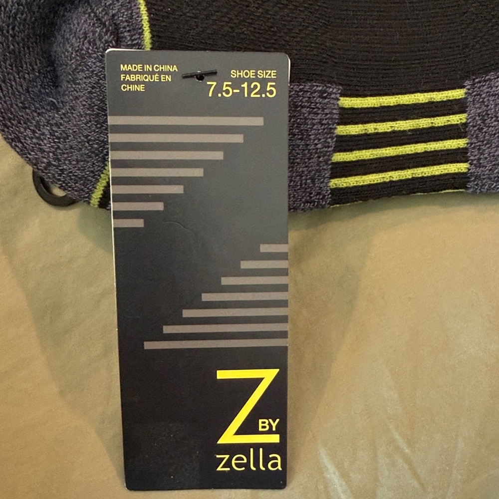 Zella 3-Pack Low-Cut Socks in Black, White, Light Blue with Lime Accents - Picture 2 of 2